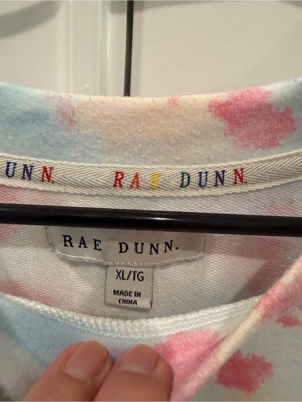 Rae Dunn Tie-Dye "LOVE" Crewneck Sweatshirt in Pastel Blue, Pink, Cream - Picture 3 of 4